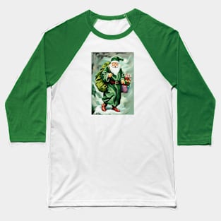 Victorian Father Christmas Wearing Green Robes Baseball T-Shirt